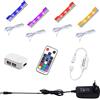 AIBOO LED Kit di Illuminazione per Armadietto con Mensola Sotto Vetro RGB con Telecomando RF, Luci A Clip Lunghe Dimmerabili, Strisce LED Ultra Sottili per Il Bancone Della Cucina（Confezione da 4）