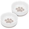 Navaris 2X Ciotola Cane Gatto in Porcellana Ø14,7x5cm - 2X Scodelle in Design Zampa con Base Antiscivolo - Ciotole AntiGraffio Acqua Cibo Secco Umido