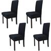Leeyunbee 4 Pezzi Coprisedie con Schienale Elastica, Nero | Lavabile, Sfoderabile, Poliestere-elastam, Facile da Pulire, Fodere per Sedie, per Sala da Pranzo, Cucina Cerimonia Matrimoni