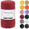 ilauke Macrame Corda 100% Filato Macrame Naturale Corda Cotone 3mm*100m per Bomboniere Fai da Te, Vaso di Fiori Arazzo, Home Decoration Items, Tende Pigne Decorazioni, Rosso