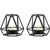 Nuptio 2 Pezzi Portacandele tè, Portacandele tè Nero, Portacandele Votivi Tealight Geometrici Esagonali Metallo per Matrimonio Casa Soggiorno Tavolini Arredamento, Ornamenti per Festa Natale