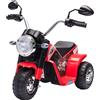 HOMCOM Moto Elettrica per Bambini a 3 Ruote con Luci e Suoni, Batteria Ricaricabile 6V, Velocità 2 km/h, per Bimbi da 18-36 Mesi, 72x57x56cm Rossa