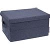 Bigso Box of Sweden Scatola organizer piccola con maniglia - Scatola per armadio in poliestere e cartone con effetto lino - Scatola portaoggetti per vestiti, giocattoli e altri oggetti - blu
