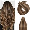 Silk-co Extension Capelli Veri Biadesivo 20 Fasce 40g/Set #4P27 Marrone Medio & Biondo Scuro Capelli Umani Brasiliani Remy Hair Extension 30cm