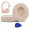 SoloWIT® Cuscinetti Auricolari Ricambio per Beats Solo 2 e Solo 3 Wireless On-Ear Cuffia con morbida pelle proteina/memory foam/nastro adesivo forte - Oro satinato