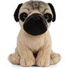 Keycraft Living Nature Cucciolo di Carlino, Peluche di Cane Morbido e Realistico, Peluche Naturli Eco-Friendly, 16cm