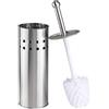 Bambelaa! - Scopino per WC con supporto, in acciaio inox, colore: argento e bianco