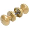 Aqbau Pomello per porta con rosetta, rotondo, due pezzi, oro, maniglia rotonda per porte interne ed esterne, in alluminio verniciato a polvere, set completo di pomelli per porta con bulloni e viti