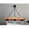Solenzo - Lampadario a sospensione in legno e corda stile industriale, rustico, da campagna, chic, con 3 lampadine (E27)