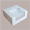 LUCGEL 10 Pz Scatola Porta Torta Dolci Quadrata Alta in Cartoncino Bianco con Finestra in PP PRONTA 25x25H10cm
