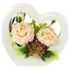 Flair Flower Composizione floreale in rose artificiali in vaso di ceramica 'Cuore' bouquet di rose artificiali, fiori artificiali, rose falsificate, centrotavola da sposa, festa rosa, decorazione romantica