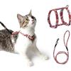 PETTOM Pettorina per Gatti con Guinzaglio, Guinzaglio per Gatti Cordino Comodo Allungabile Regolabile Imbragatura per Gatto Grande Media Piccolo Cucciolo per Viaggo Passeggio Rosso S