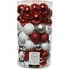 KAEMINGK Box 100 Sfere Diametro 8cm. Assortito Red White Silver