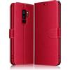 ELESNOW Cover per Samsung Galaxy S9 Plus, Flip Wallet Case Custodia per Samsung Galaxy S9 Plus (Rosso)