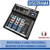 MIXER CONSOLE 4 CANALI PROFESSIONALE MICROFONO USB BLUETOOTH MP3 DJ KARAOKE LIVE