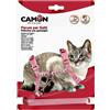 CAMON PARURE GATTO GUINZAGLIO E PETTORINA IN NASTRO DI NYLON IMPREZIOSITO CON DECORI IN STRASS 10 X1400 MM DG019