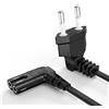 Ancable Cavo di alimentazione EU Euro 2 PIN Spina ad angolo retto, Ancable 90 gradi IEC C7 Figura 8 Cavo per Samsung Philips Toshiba LG Sony Sharp TV a LED Flat TV Sky box, Sky Plus + HD Box 2M Nero