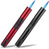 Yeuligo Confezione da 2 accendini a gas ricaricabili, 15,2 cm, finestra visibile, fiamma regolabile, torcia butano, candele, barbecue, creme brûlée (venduto senza gas) (rosso e nero)