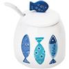 Excelsa Ocean Formaggera/Zuccheriera, 200 ml, Ceramica, Bianco/Azzurro