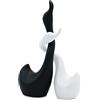 FeinKnick Adorabile coppia di cigni in ceramica in bianco e nero - Set di sculture con due cigni - statuetta decorativa alta 23 cm - Cigno fortuna & armonia
