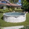 GRE PISCINA FUORITERRA GROENLANDIA TONDA 350x132 cm IN ACCIAIO ESTETICA NORDIC CON FILTRO SABBIA E ACCESSORI KITPR358N
