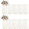 NUPTIO, 10 supporti per vasi da fiori, per centrotavola da matrimonio, in metallo, altezza 80 cm, espositori per decorazione da matrimoni, feste, casa, stile geometrico rettangolare, oro