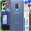 LUVSS Coperchio Copribatteria Scocca Vetro Posteriore Imposta per Samsung Galaxy S9+ Plus SM-G965 - Blu