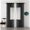 GIRASOLE HOME Coppia Tende Voile Trasparenti Effetto Lino Tenda per Soggiorno Camera Cameretta Balcone Finestra e Interni 2 Pannelli con Occhielli (Nero, 140x290cm)