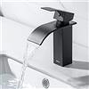ONECE Rubinetto Bagno a Cascata, Rubinetto Lavabo Nero, Miscelatore Stile Moderno, Rubinetti Monocomando per Vasca, Acqua Calda e Fredda, Acciaio Inox 304