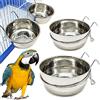 BPS BUENA PET SHOP 2 x mangiatoia per bevitore per gabbia di pappagallo in acciaio inox con gancio contenitore per alimenti 4 dimensioni ciotola per cibo ciondolo per uccelli pappagallo animale piccolo cane BPS-11130*2