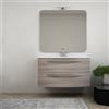 BH Composizione bagno sospesa moderna 100 cm larice con specchio e lavabo ceramica Mod. Berlino