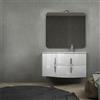 Baden Haus Mobile da bagno sospeso 105 cm Bianco lucido con specchio filo lucido, lavabo a destra