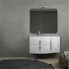 Baden Haus Mobile da bagno sospeso 105 cm Bianco lucido con specchio filo lucido, lavabo a sinistra