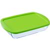 Pyrex FTE RECT PX Verde con coperchio 40 x 27 cm, 4,5 l, Teglia per forno, vetro borosilicato, Multicolore