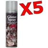SOLCHIM Kit Risparmio con 5 bombolette da 100 ml di GLITTER ARGENTO SPRAY - Bomboletta Spray per decorazioni bricolage feste