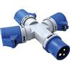 Electraline 80800 Adattatore multipresa 3 prese industriali con coperchio spina a 3 poli industriale IEC adatto per camper, campeggio, caravan, barca, cantiere Grigio