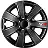 AUTO-STYLE AutoStyle Set di 4 Copricerchi VR 13 Pollici Nero/Look Carbonio/Logo