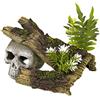 Blue Ribbon Rosewood Blue Ribbon Palissandro Polyresin Skull Log con Piante Ornamento Acquario Piccolo