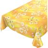 Anro - Tovaglia cerata color giallo con disegni di fiori di camomilla, 100 x 140 cm, con orlo