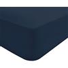 Sleepdown Lenzuolo con angoli in policotone, di facile manutenzione, non si stira, super morbido, con tasca profonda, biancheria da letto, matrimoniale, blu navy, 25 cm