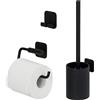 Tiger Colar Set Accessori da Toilette, Scopino per WC e Portascopino, Portarotolo per Carta Igienica senza Coperchio, Gancio Portasciugamani, Nero