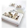 Italian Bed Linen Digital Parure Copripiumino, 100% Cotone, Multicolore (515 Family Love), Singolo