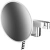 Emco 109506040 - Specchio da barba a LED, modello da parete, con doppio snodo, ingrandimento a 5 vani, rotondo, cavo a spirale e spina, taglia unica