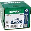 Spax, Viti a testa svasata Z, 2,5 x 20 mm, zincatura galvanizzata, 1000 pz.