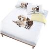 Italian Bed Linen Digital Parure Copripiumino, 100% Cotone, Multicolore (502 Cane Gatto Panna), Matrimoniale