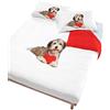 Italian Bed Linen Digital Parure Copripiumino, 100% Cotone, Multicolore (504 Cane Cuore Rosso), Matrimoniale