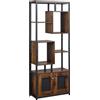 HOMCOM Mobile Libreria Scaffale in Stile Industriale con Armadietto a 2 Ante, Scaffale Salvaspazio a 8 Ripiani 70x30x180cm, Marrone