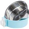 MengH-SHOP Ciotola da Appendere Animali Domestici 2 in 1 Ciotola di Cibo Mangiatoia in Acciaio Inox e Plastica per Cani Gatti Gabbie
