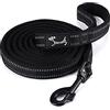 PETTOM Kaka mall Guinzaglio Cane Taglia Grande Piccolo Medio con Targhetta Nome Imbottita Nylon Riflettente Eco-friendly Resistente Antiscivolo Nero (L: 200CM)