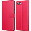 Ganbary Cover compatibile con iPhone SE 2022 5G/SE 2020/8/7, Premium Pelle PU Portafoglio Libro Custodia per iPhone SE 2022/SE 2020/8/7 [Protezione Completa] [Slot Scheda] [Funzione Supporto], Rosso